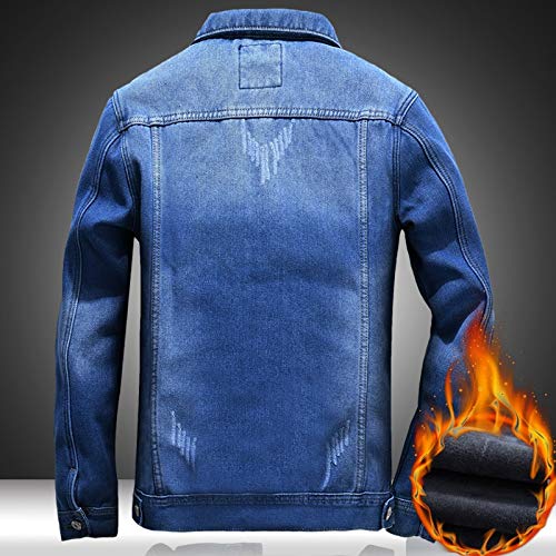 GUOJK Winter Heren Dikke Warme Spijkerjas Effen Man Van Hoge Kwaliteit Effen Casual Blauwe Jeansjas Uitloper Plus Size… - Image 3