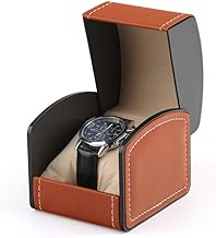 NuAngela PU Leather Watch Box, Luxury Single Display Case for Wristwatches and Smart Watches, Pillow Holder, Jewelry Gift Case for Women