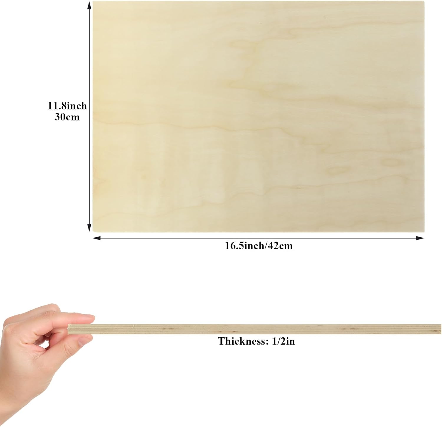 5 Pack Basswood Sheets for Crafts, 12 x 16 x 1/2 Inch 12mm Thin Plywood Sheets Unfinished Bass Wood Boards for Arts and Crafts, Painting, Pyrography, Wood Engraving, Wood Burning, Architectural Models