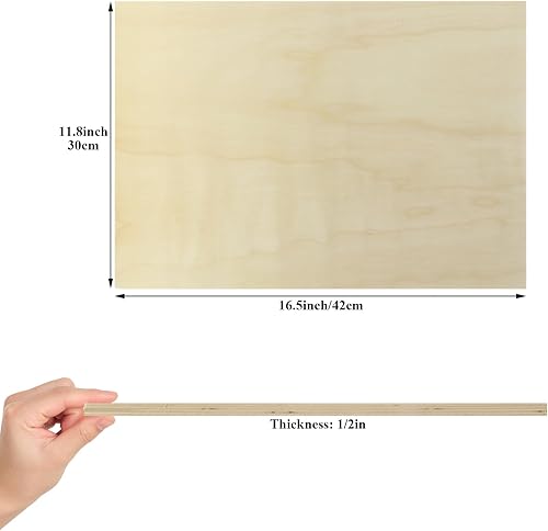 Miniatura 2 de Paquete de 5 hojas de tilo para manualidades, hojas finas de madera contrachapada de 12 x 16 x 12 pulgadas, tableros de madera contrachapada sin