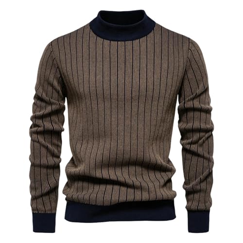 Suéter de cuello semialto a rayas para hombre jersey de punto de abrigo