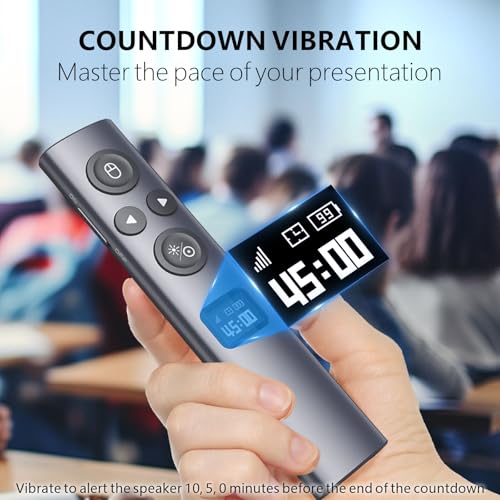 Image of Norwii N95s Presentation Clicker for PowerPoint with Digital Laser Pointer | Wireless Presenter with Countdown Timer, USB-C Rechargeable PowerPoint Slide Advancer Remote for Projector and TV Screens