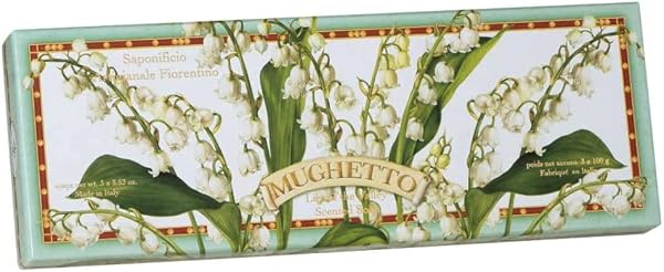 Saponificio Artigianale Fiorentino, Sapone vegetale profumato con mughetto, Confezione da 3 saponi, 3 x 100 grammi - 3