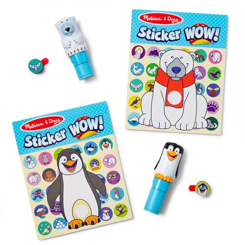 Melissa & Doug Sticker Wow! - Invierno (Polar y pingüino), Manualidades coleccionables – 2 Cuadernos de Actividades, 2 estampadores de Pegatinas, 2 Montones de Pegatinas Extra - Certificados FSC