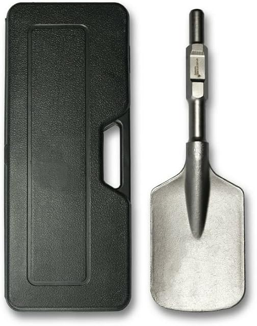 tonchean Clay Spade 1-1/8" Hex Shank Shovel Electric Scoop Chisel Bit SDS Max Chisels with Carrying Case for Electric Breaker 17.3" × 5.3"