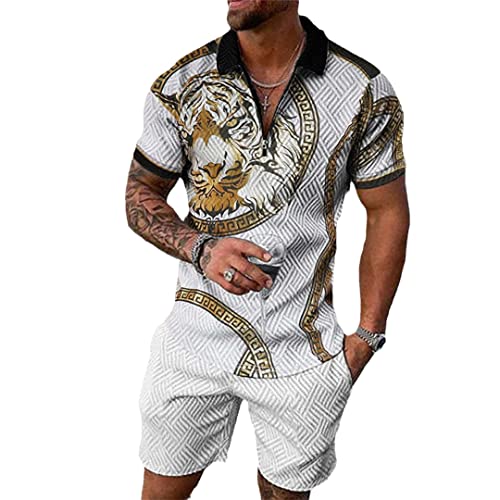 Survêtement homme ensemble polo col rabattable et short de sport décontracté