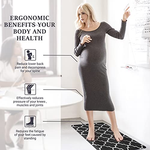 Wiselife Kitchen Mat Cushioned Anti-Fatigue Kitchen Rug,17.3"X 28",Non Slip Waterproof Kitchen Mats And Rugs Heavy Duty Pvc Ergonomic Comfort Mat For Kitchen, Floor Home, Office, Sink, Laundry,Black #TOP5