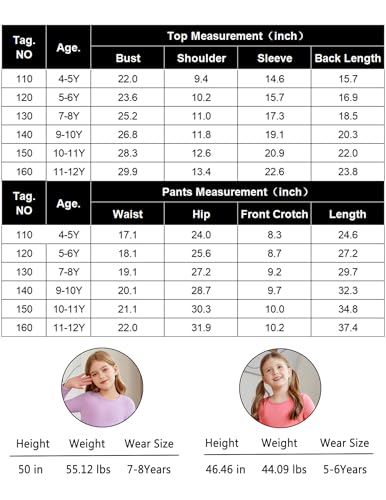 Arshiner Girls Thermal Underwear Set Long Johns Fleece Lined Kids Base Layer Top Bottom Warm Winter Lilac 7-8 Years thumb #5