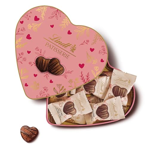 Lindt & Sprüngli Latta Regalo Patisserie Cuore, Confezione a forma di cuore con biscotti al cacao, Formato 100 g