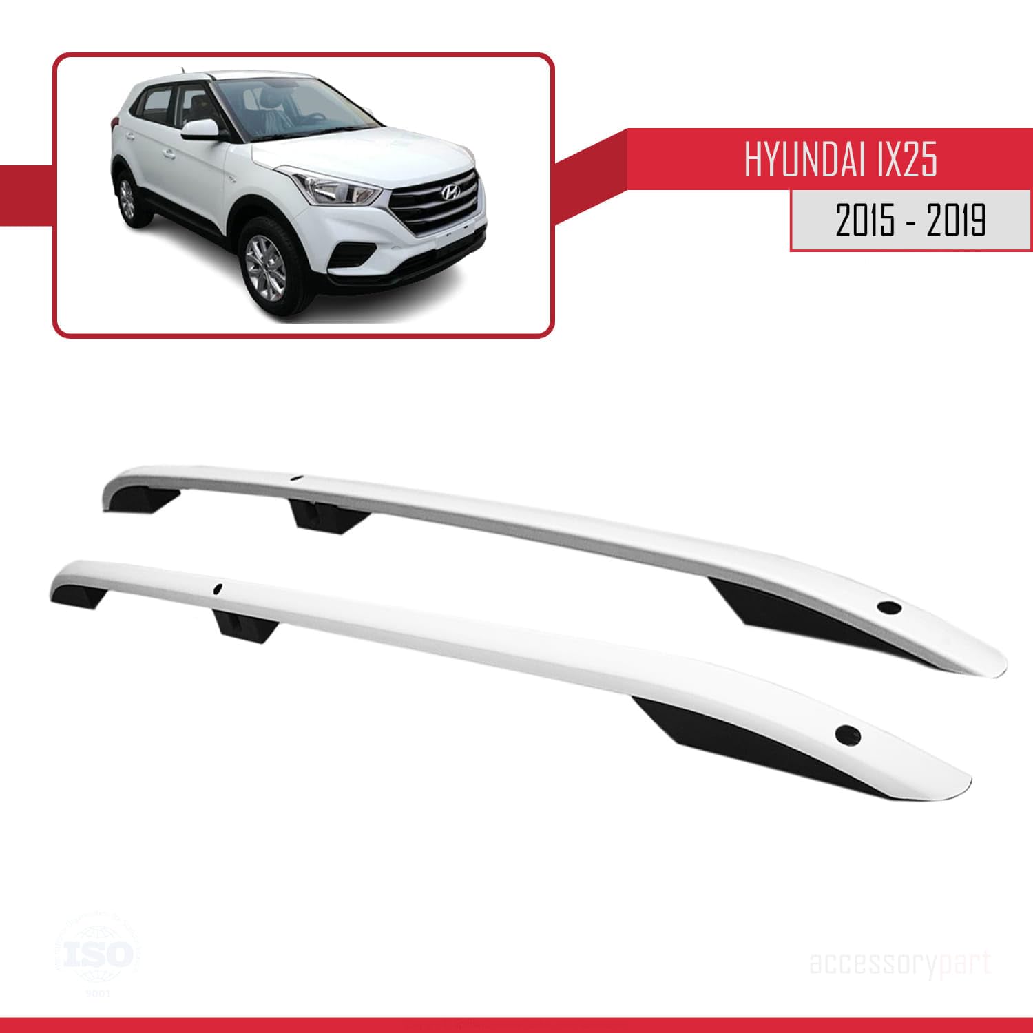 Kompatibel mit Hyundai ix25 2015-2019 (Kurzer Radstand L1/H1) Dachreling Dachträger Gepäckträger (Klebemodell) Grau