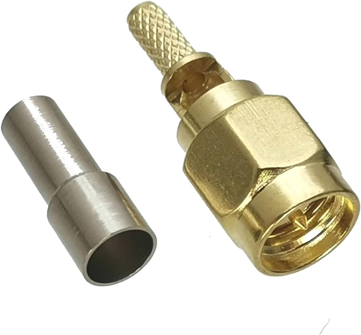1Pcs SMA Male Plugs Crimp RG316 RG174 LMR100 / RG58 RG142 LMR195 RG8X LMR240 RG5 RG6 RG8 LMR400 Adapter Connector(SMA M RG5)