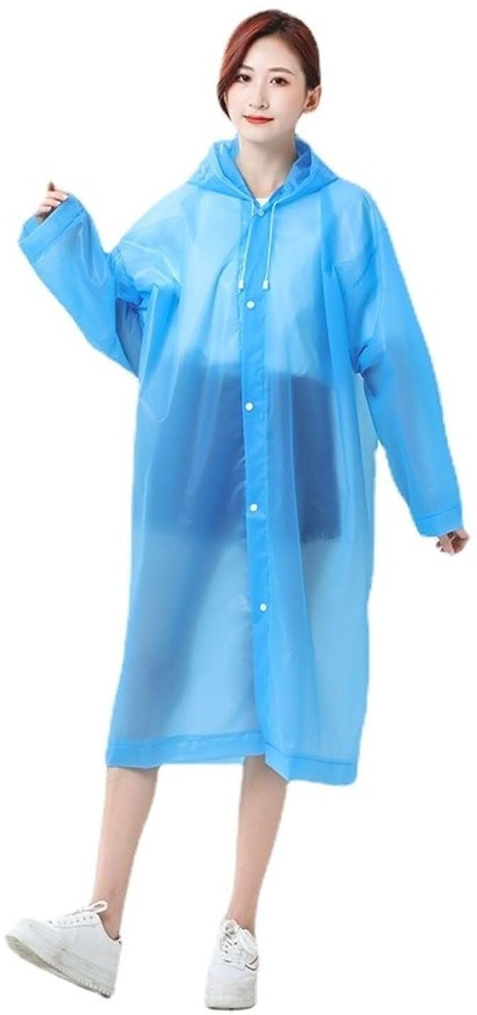 Casual Solid Women Raincoat (Hooded Ponchu Raincoat_Sky Blue_3XL)-picture-26