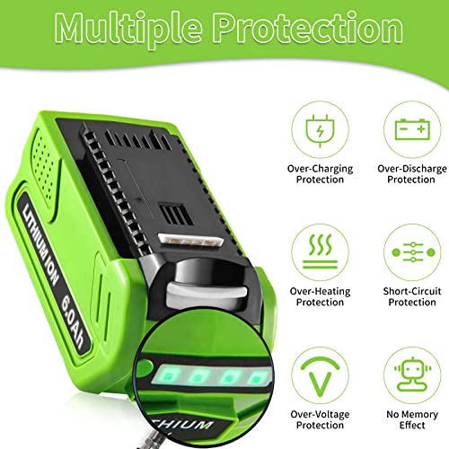 Amsbat 29472 40V 6000Mah Battery Replacement For Greenworks 40V Battery Compatible With Greenworks 29462 29472 29252 20202 22262 25312 25322 20642 22272 G-Max Power Lawn Mower Battery（Green Black） #TOP3
