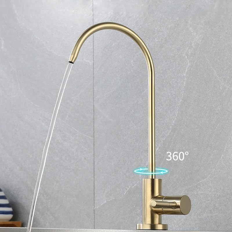 Image of B Backline RO Water purifiers Tap /Faucet 304 Stainless Steel Kitchen Sink Faucet Tap 360� Rotatable RO Drinking Filter Cold Water Tap (Brushed Gold)