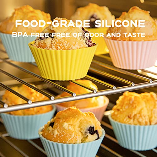16 Pack Silicone Baking Cups, Reusable Cupcake Liners, Cake Molds, Standard Size Muffin Liners, Dishwasher Safe #TOP3