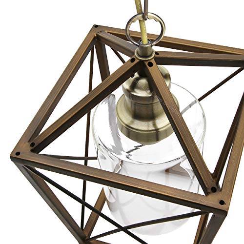 Long Life Lamp Company Antique Brass Lantern Ceiling Pendant Light Rectangular Box Frame with Clear Glass Shade Vintage M0200F - Image 4