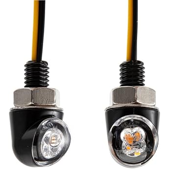 Mini LED Motorcycle Indicator Light Amber Side Marker Light 12 V for Custom Street Motorcycle Chopper Cruiser 8 mm Screw Black