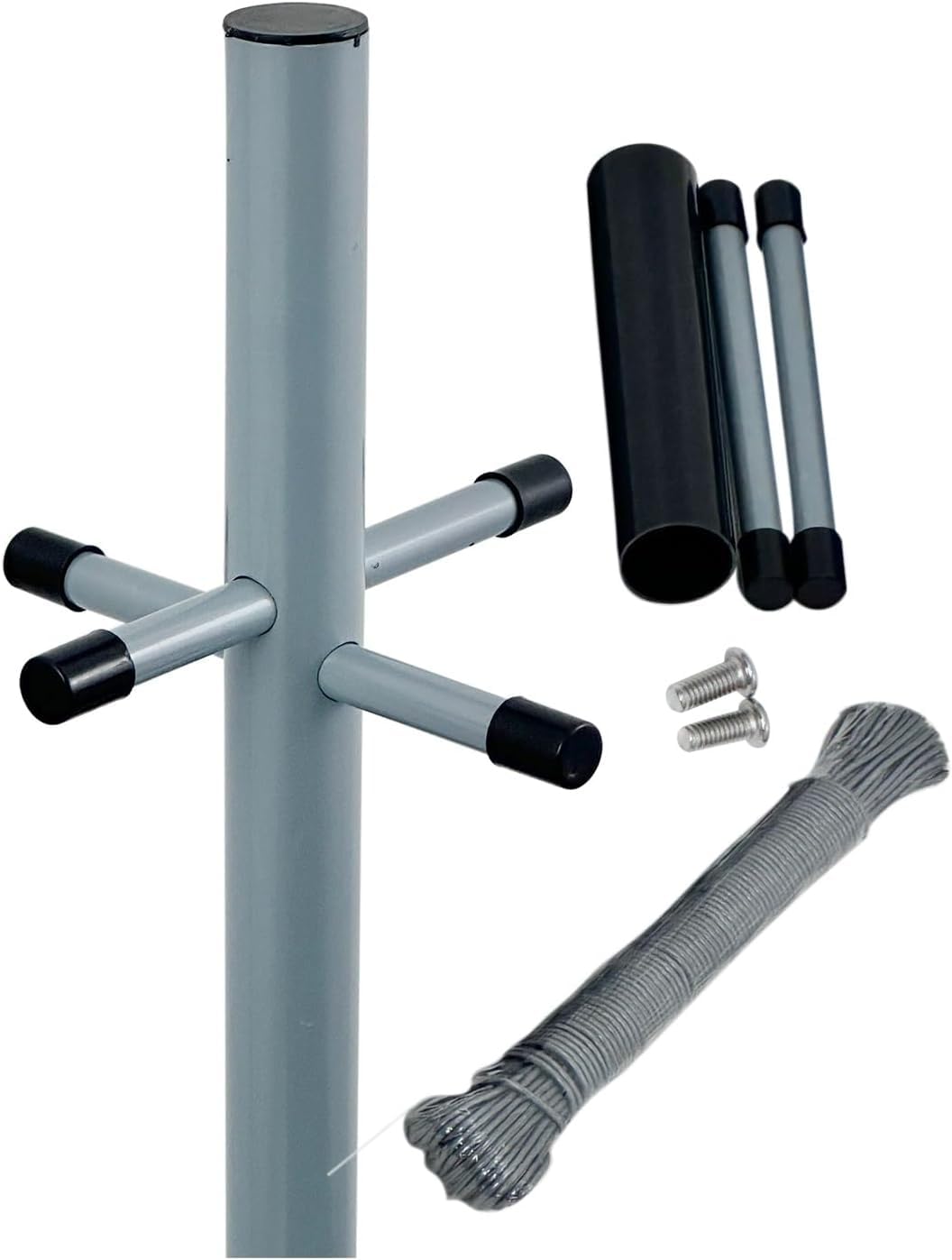 MUSAN PRODUCTS 2.4M Galvanised Clothes Washing Line Post with Socket – 30M PVC Laundry Dryer Airer Pole, Heavy-Duty Outdoor Drying Solution (2)