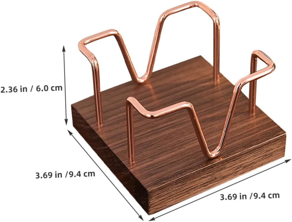 Luxshiny 2pcs Walnut Wood Notepad Holder Gold Rose Gold Metal Frame, Hollow Desktop Memo Pad Dispenser for Office and Home Desk Organization