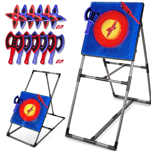 Axe Throwing Game for Backyard Axe Throwing Game Target with 12 Throwing Axes Lightweight & Portable Outdoor Games Indoor Carnival Yard Lawn for Age 6-12 Backyard Games for Family Party