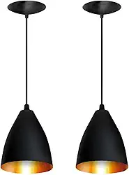 Kit 2 Pendentes Vegas Premium Gourmet Aluminio Preto/Cobre