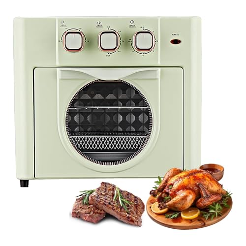Forno friggitrice ad Aria 18L, circolazione dell'Aria Calda 1200W con Calore Pari a 360.Caratteristiche Controllo Temp Indipendente, 60 Min Timer & Manopole Meccaniche.Include Il Vassoio di Cottura e