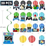 umoni 20pcs Video Game Hanging Swirls Video Game Party Decorations On Theme Birthday Foil Ceiling Streamers for Kids Boys Gamer Theme Birthday Party Baby Shower Supplies Decorations - Image 3
