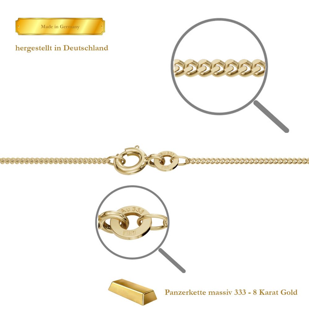 Filigrane feine Goldkette Panzerkette Breite 0,8mm - 333-8 Karat Gold