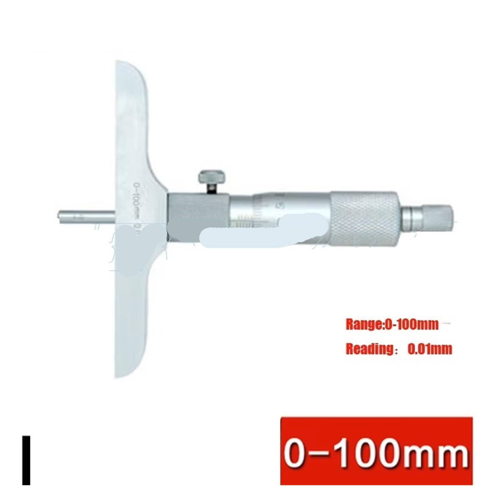 Micrómetro de profundidad Medidor micrométrico de profundidad de 0-100 mm Herramienta de calibre de medición de precisión de 0,01 mm con 4 varillas for uso industrial
