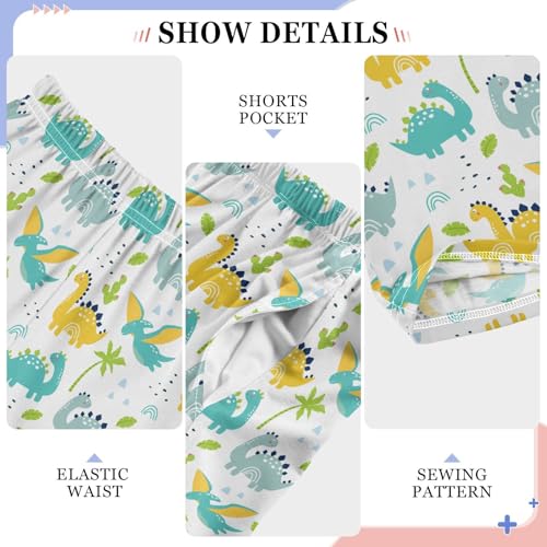 ZZXXB Dino Cactus Boys Long Pants Soft Trousers Elastic Waist Kids Lounge Bottoms with Pockets S-XL4