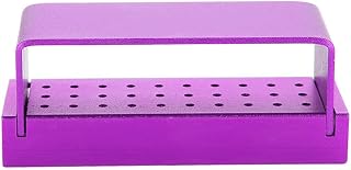 30 Holes Aluminum Disinfection Box, Case Dental Bur Burs Block Holder Autoclavable Dental Tool, Disinfection Holder Box for Oral Care Tools(violet)