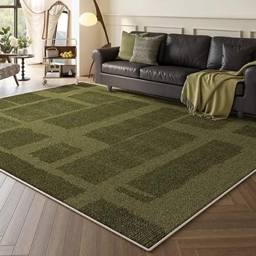 Retro Green Carpet, Short-Hair Floor mat, Thick and Slightly Elastic, Skin-Friendly and Flexible, Suitable for Common Cleaning Tools, Suitable for Living Rooms, bedrooms and bedsides H 140 * 200cm