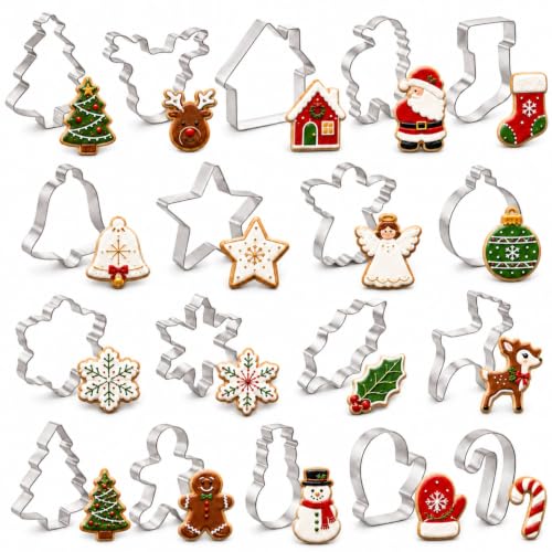Christmas Biscuit and Cookie Cutters 18-Piece Stainless Steel Set