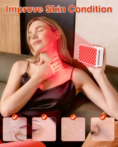 Image of Red Light Therapy for Face and Body, Portable Red Light Therapy Panel, 660nm Red Light and 850nm Infrared Light for Pain Relief, Skin Care, Red Light for Sleep, Rechargeable and Great for Travel