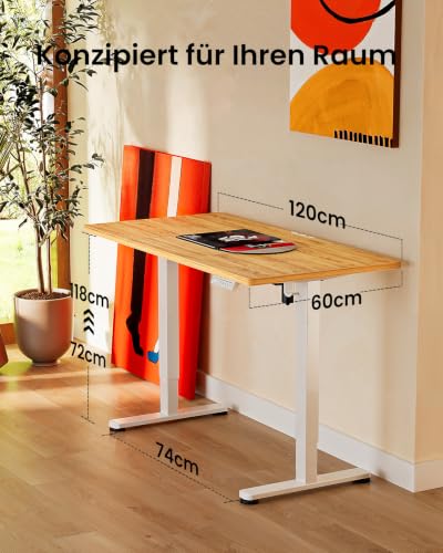 ErGear Höhenverstellbarer Schreibtisch 120x60cm 4-Speicher geteilte Platte – Ansicht 3