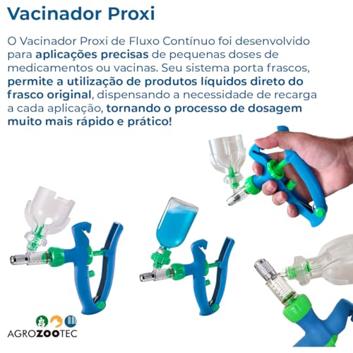 Vacinador Proxi Plus Fluxo Contínuo Aplicador Dosador Medicamento Boi Vaca Bovino Animais Veterinári