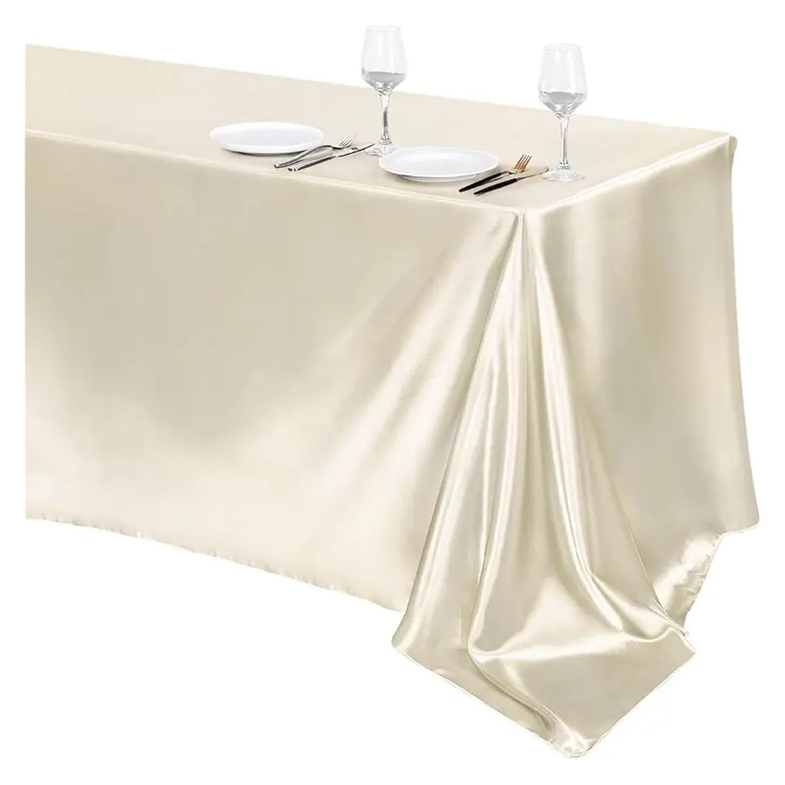 LuMOUzhou Reusable Rectangle Satin Tablecloth Satin Rectangle Tablecloth Multicolor 145x100-335cm For Wedding Party Banquet(Ivory,145x300cmX1Pcs)