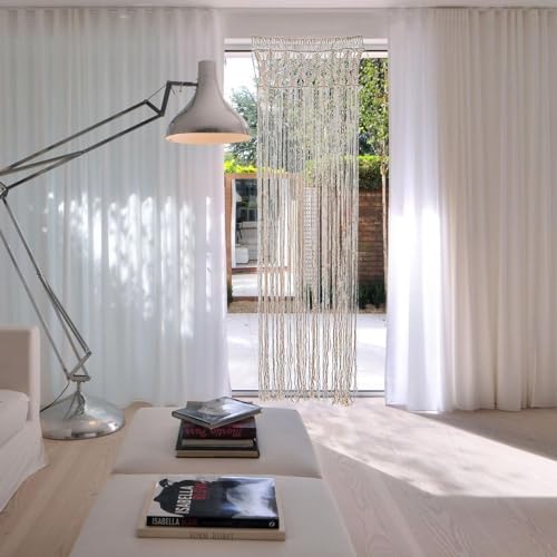 ANBOO Makramee Wandbehang Boho Deko Handgemachte Gewebte Wandteppich Boho Makramee Vorhang Tür für Hochzeit Hintergrund Fenstervorhänge, 203cm (L) x 74cm (W)