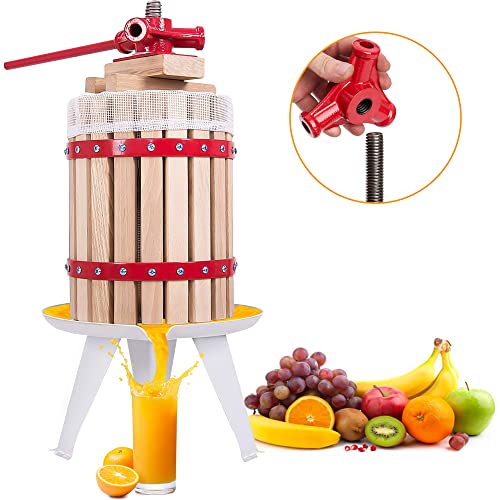 Crystals 6L/12L/18L Fruit Press with Straining Bag & 3 Steel Legs, Manual Juice Making Tool Cider Apple Grape Berries Wine Crusher (6 Liters) - Image 6