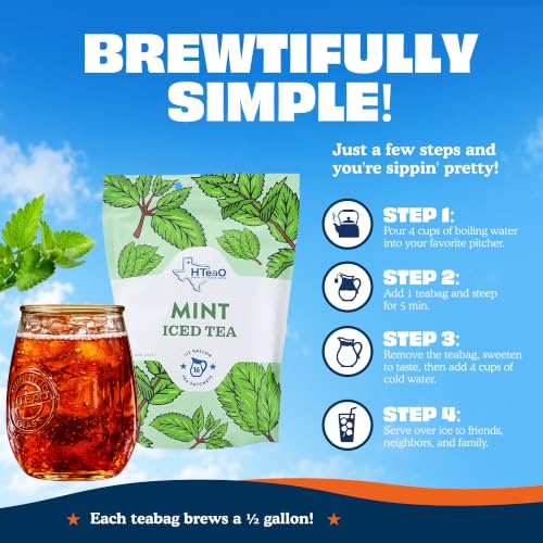 Image of HTeaO Iced Tea Bags - Makes 4 Gallons - Texas Style - Black Tea (Mint)