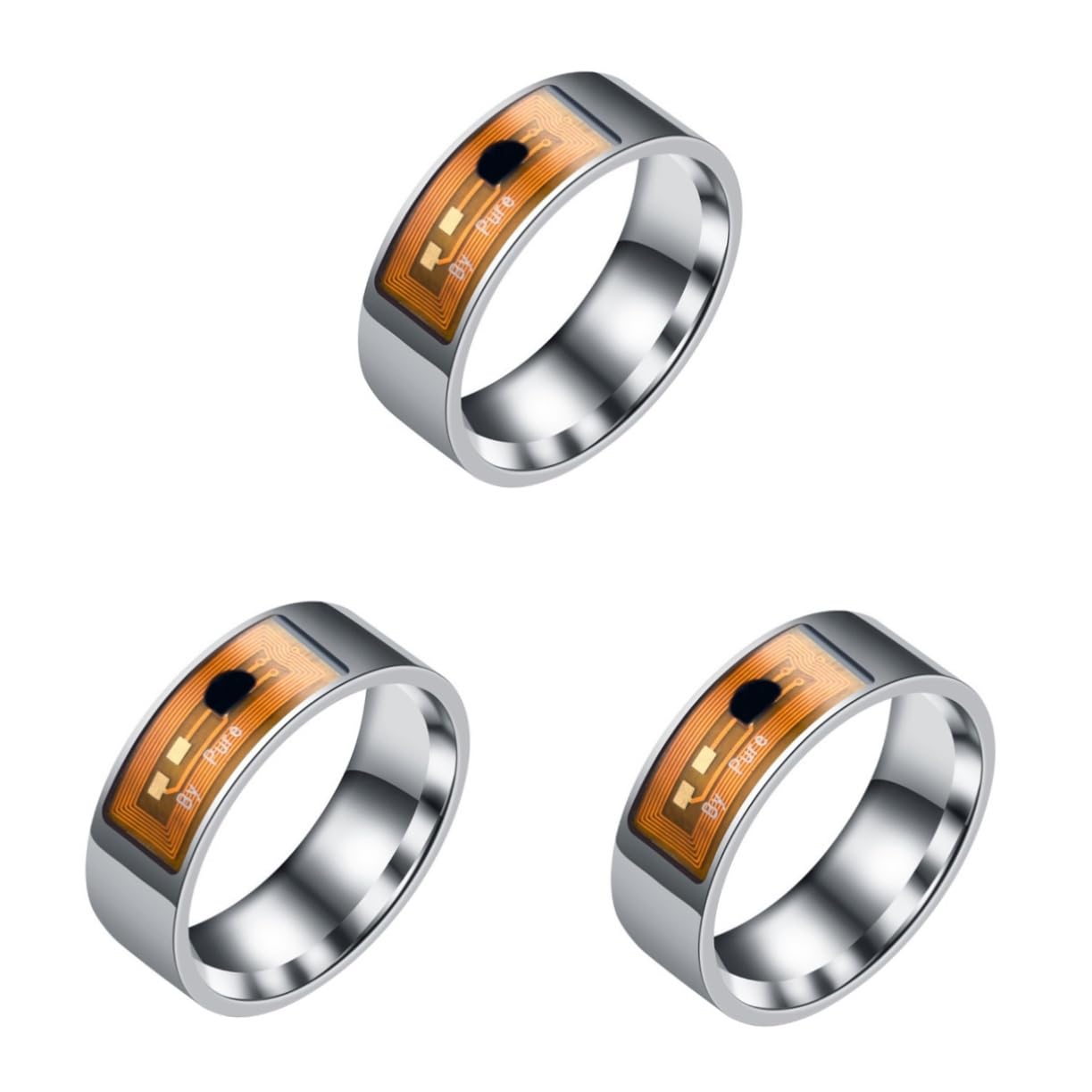 UKCOCO 2 Piezas anillo inteligente anillo de dedo anillos inteligentes usar el dedo etiquetas de números Acero inoxidable joyas