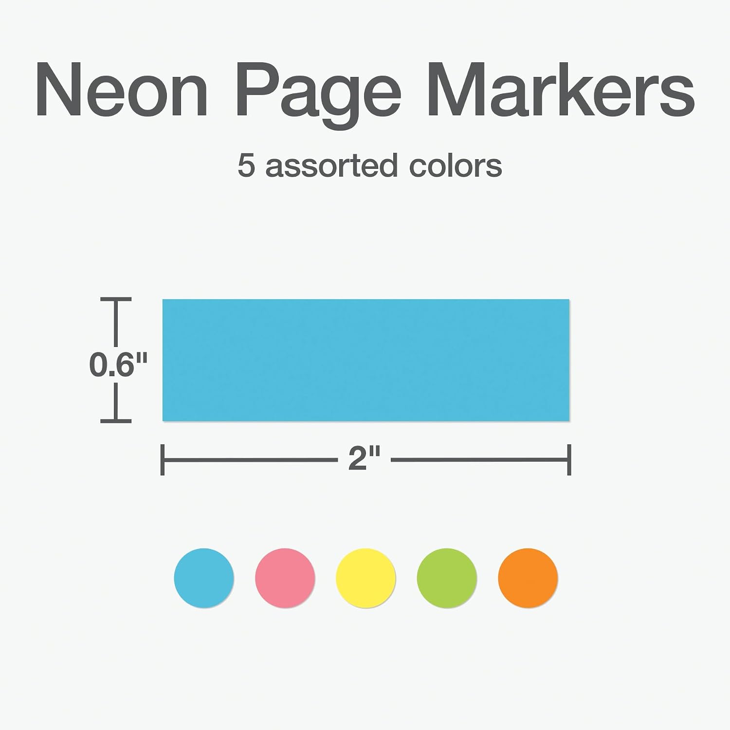 Redi-Tag Neon Page Markers, Adhesive Flags for Journals, Books and Binders, Sticky Flags, 4 Assorted Colors: Yellow, Pink, Green, Blue and Orange, 0.6" x 2", 500 Per Pack (1014663) image 2