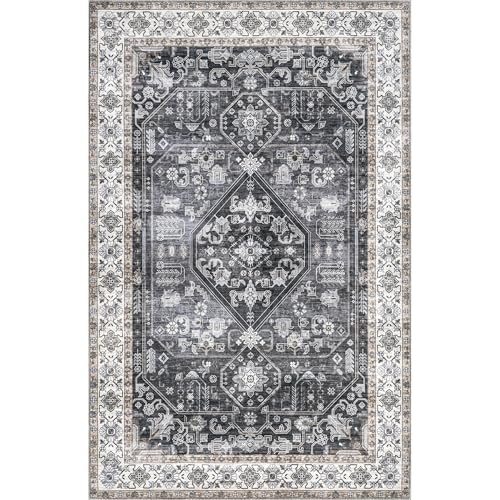 Tapis vintage gris anthracite nuLOOM Devin lavable en machine 0,9x1,5m