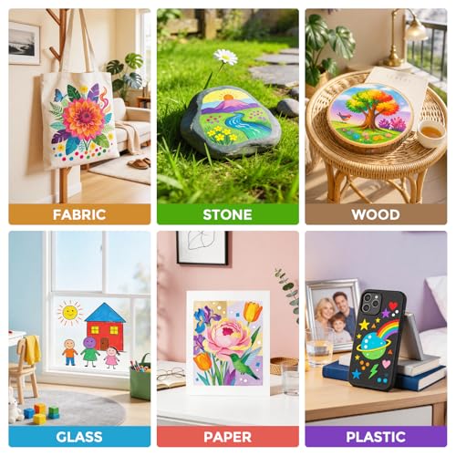 Image of Betem 12 Colors Dual Tip Acrylic Paint Markers, Fabric Decorating Kits Premium Water-Based Acrylic Paint Pens Art Supplies for Fabric, Rock, Wood, Glass, Canvas, Ceramic, Teacher Appreciation Gift