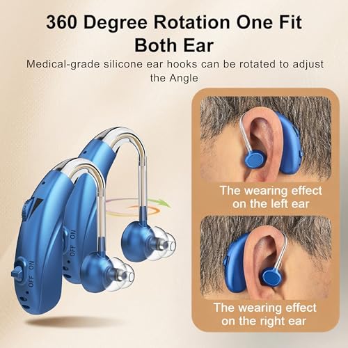 Image of FASTWELL F28-2 Unit for Both Ear Digital Advanced Rechargeable Hearing Aid for Adults with Hearing Loss | |Digital Noise Reduction | (Blue-Pair) | 1-Year Warranty