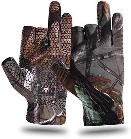 EAmber Camouflage Hunting Gloves Fingerless Gloves Pro Anti-Slip Sun Protection Lightweight Fishing Archery Accessories Hunting Outdoors (M)