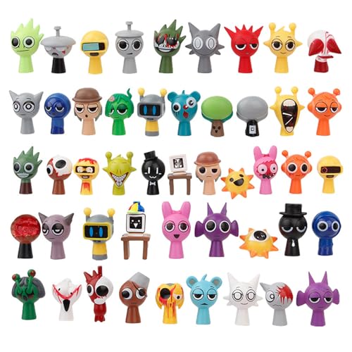 InteDesign Sprunki 48PCS Action Figures Toys Set, Colorful Sprunki Figures, Funny Cartoon Anime S-Prunki Games Figurine for Kids Adults Game Fans