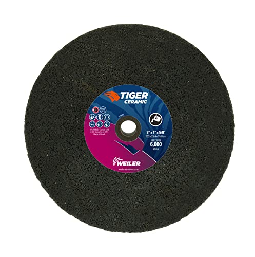 Image of Weiler 68402 Tiger Ceramic Type 1 Portable Snagging Wheel, HZR16-R, 8 inchx1 inchx5 /8 inch, (Pack of 5)