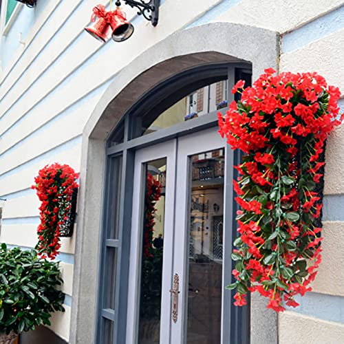 Outfmvch Hanging Artificial Violet Flower Basket Bunch Decoration, Artificial Color Hanging Garland Wisteria Orchid For Wall Fence Decoration #TOP5