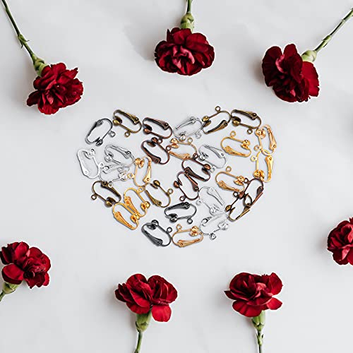 Kenning 42 Pieces Clip-On Earring Converter With Easy Open Loop Brass Clip-On Earring Converter Component Earring Clips Converter For None Pierced Ears Diy Earring And Turn Any Studs, 7 Colors #TOP6